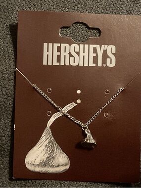 Silver-Tone Miniature Kiss Pendant Necklace for Women Hershey’s New